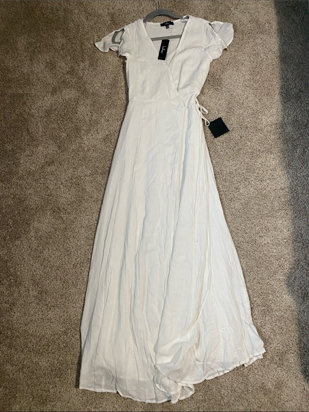 Lulu's Ivory White Maxi Wrap Dress